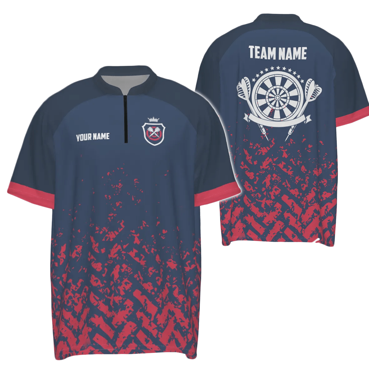 Personalisiertes Herren Darts Polo Shirt in Blau und Rot, individuell anpassbares Dart-Team-Shirt für Männer, Dart Trikot h6662 - Outfitsuche