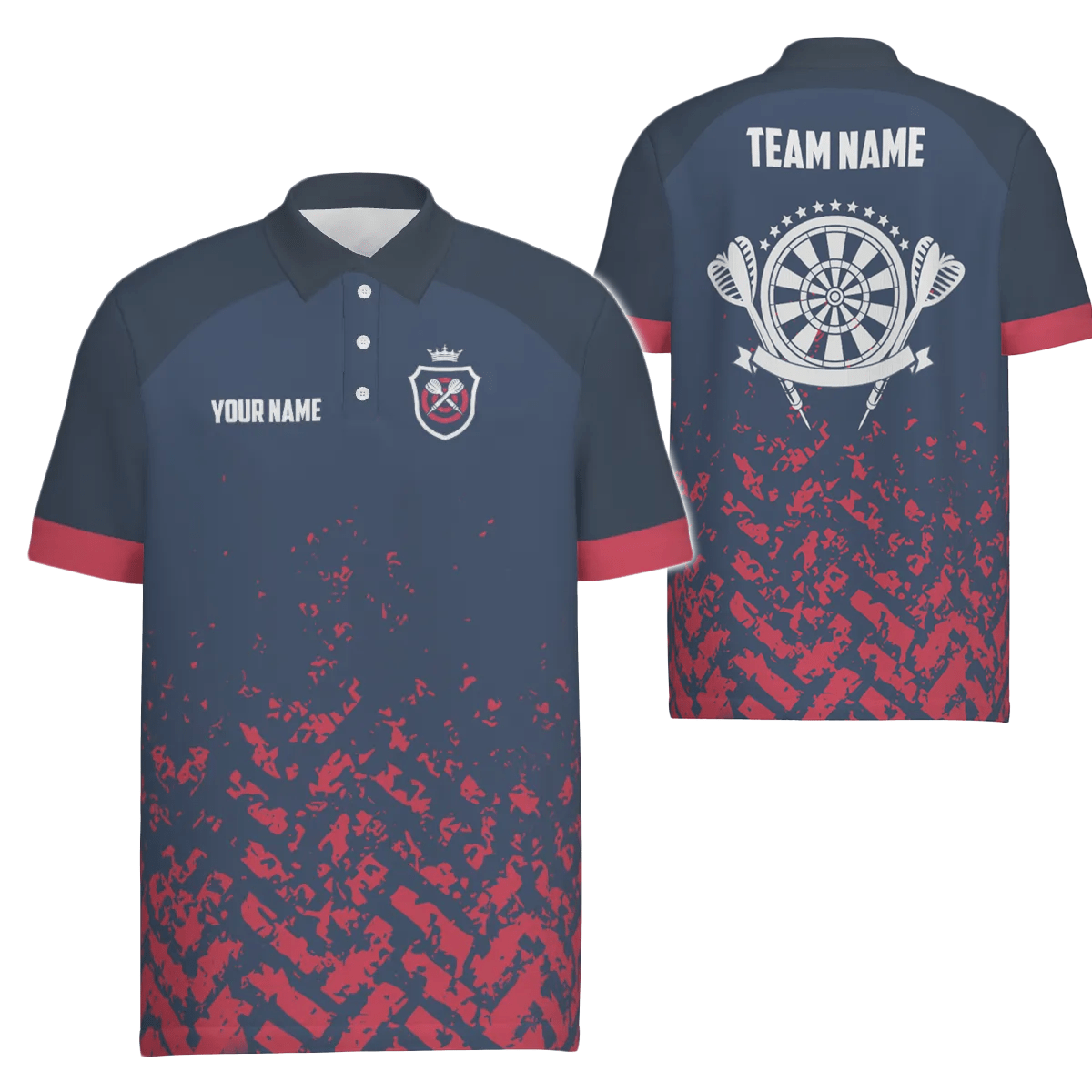 Personalisiertes Herren Darts Polo Shirt in Blau und Rot, individuell anpassbares Dart-Team-Shirt für Männer, Dart Trikot h6662 - Outfitsuche