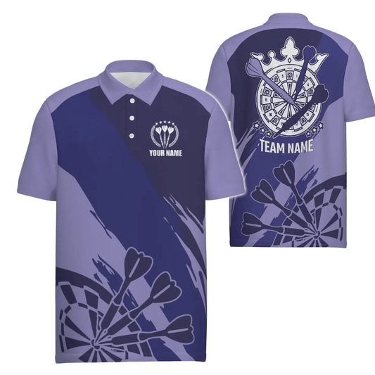 Personalisiertes Herren Darts Polo Shirt in Marineblau und Lila, individuell anpassbares cooles Dart-Shirt für Männer, Darts Trikot y6174 purple - Outfitsuche