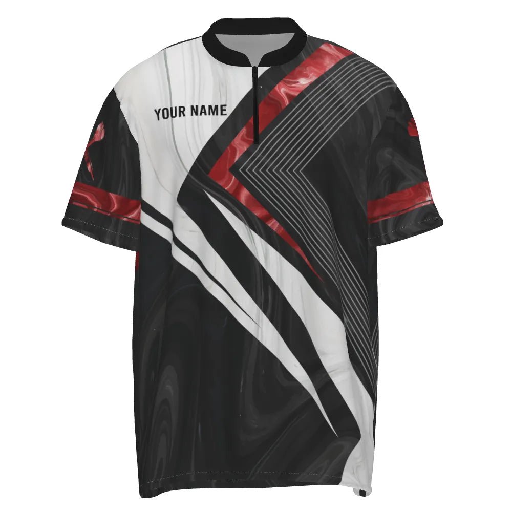 Personalisiertes Herren Darts Polo Shirt in Rot und Weiß, individuell anpassbares Darts Team Trikot G258 - Outfitsuche