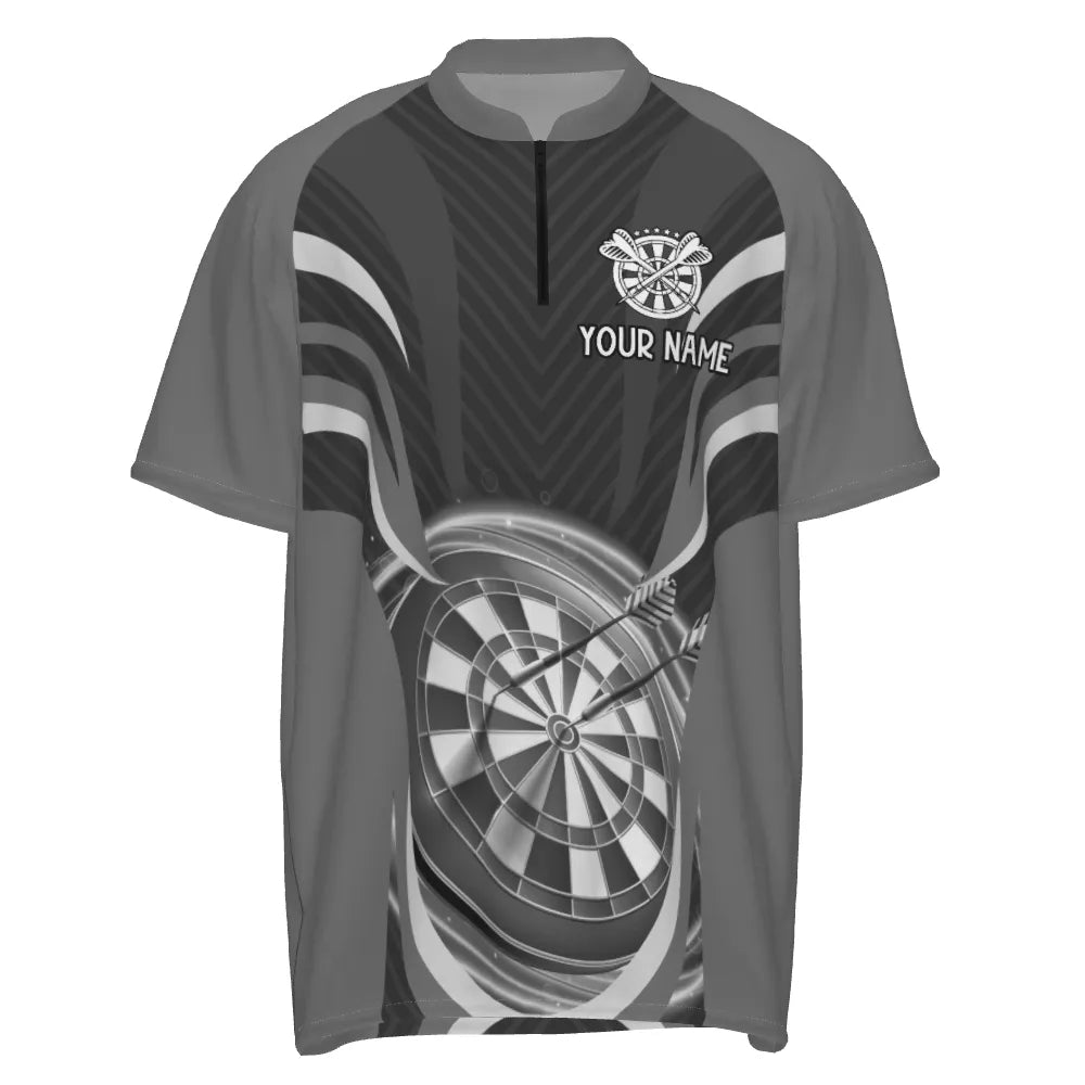 Personalisiertes Herren Darts Polo Shirt in Schwarz und Grau, individuell gestaltetes cooles Dart-Shirt für Männer, Darts Trikot D675 - Outfitsuche