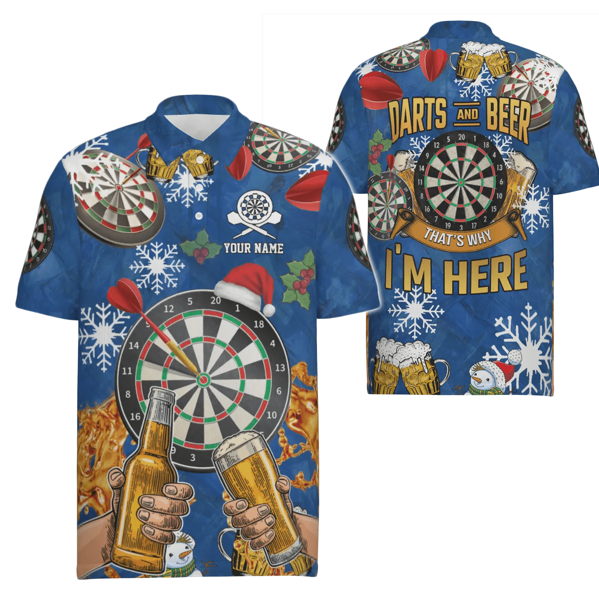 Personalisiertes Herren Darts Polo Shirt mit Darts und Bier, individuell anpassbare Weihnachts-Darttrikots für Männer A617 - Outfitsuche