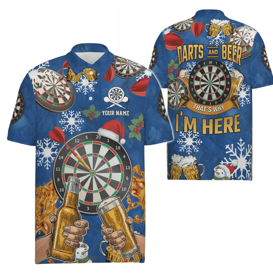 Personalisiertes Herren Darts Polo Shirt mit Darts und Bier, individuell anpassbare Weihnachts-Darttrikots für Männer A617 - Outfitsuche