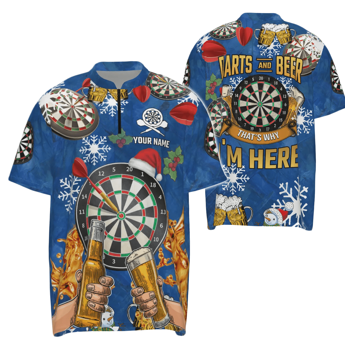 Personalisiertes Herren Darts Polo Shirt mit Darts und Bier, individuell anpassbare Weihnachts-Darttrikots für Männer A617 - Outfitsuche