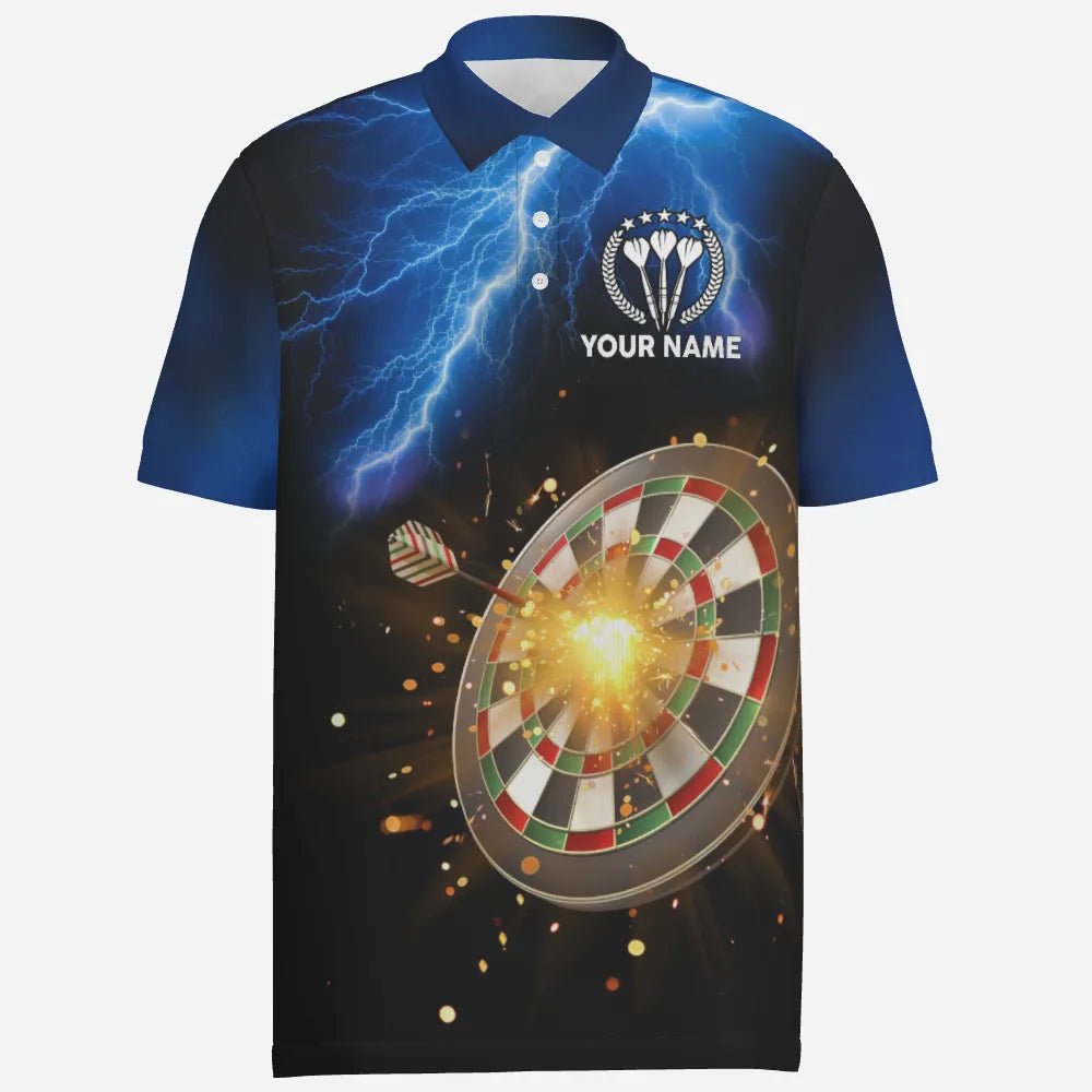 Personalisiertes Herren Darts Polo Shirt mit Donner und Blitz, individuell anpassbare Dart Trikots für Männer U294 - Outfitsuche