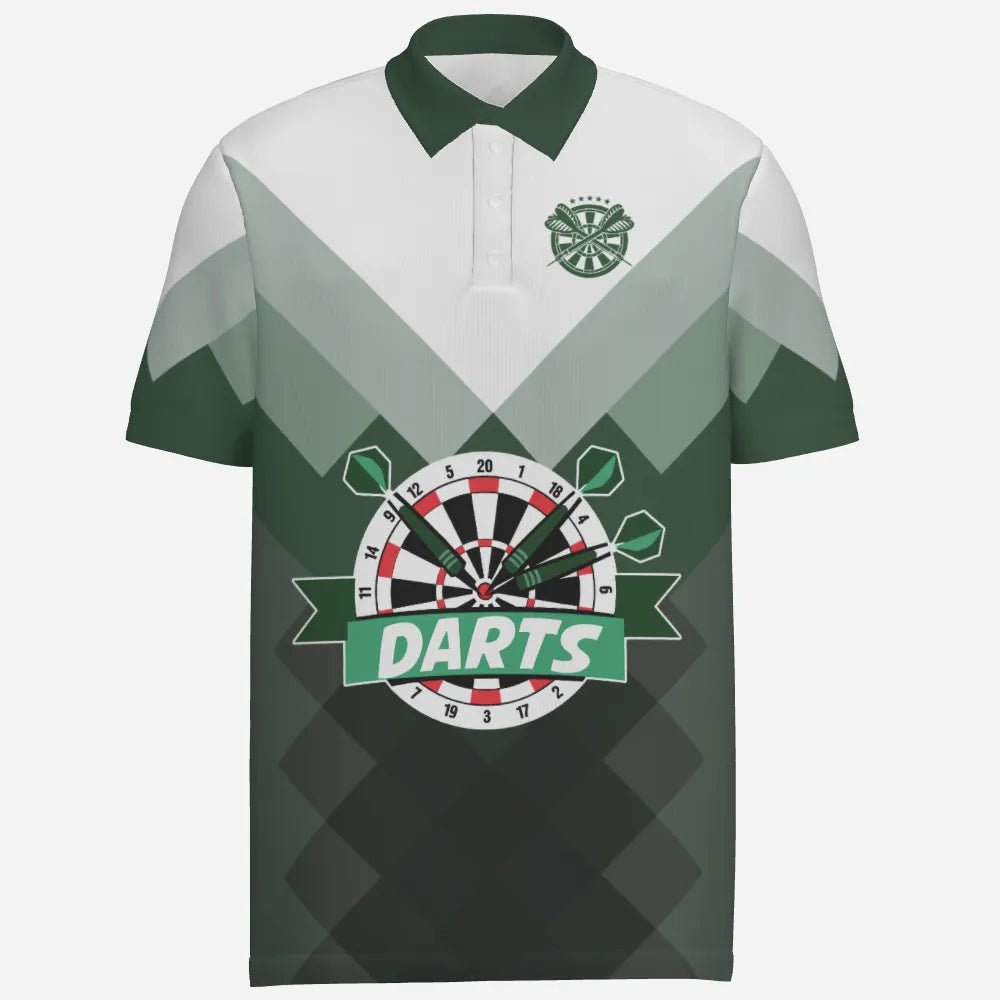 Personalisiertes Herren Darts Polo Shirt mit grünem Verlauf und geometrischem Muster, Dart Trikot für Männer N552 - Outfitsuche