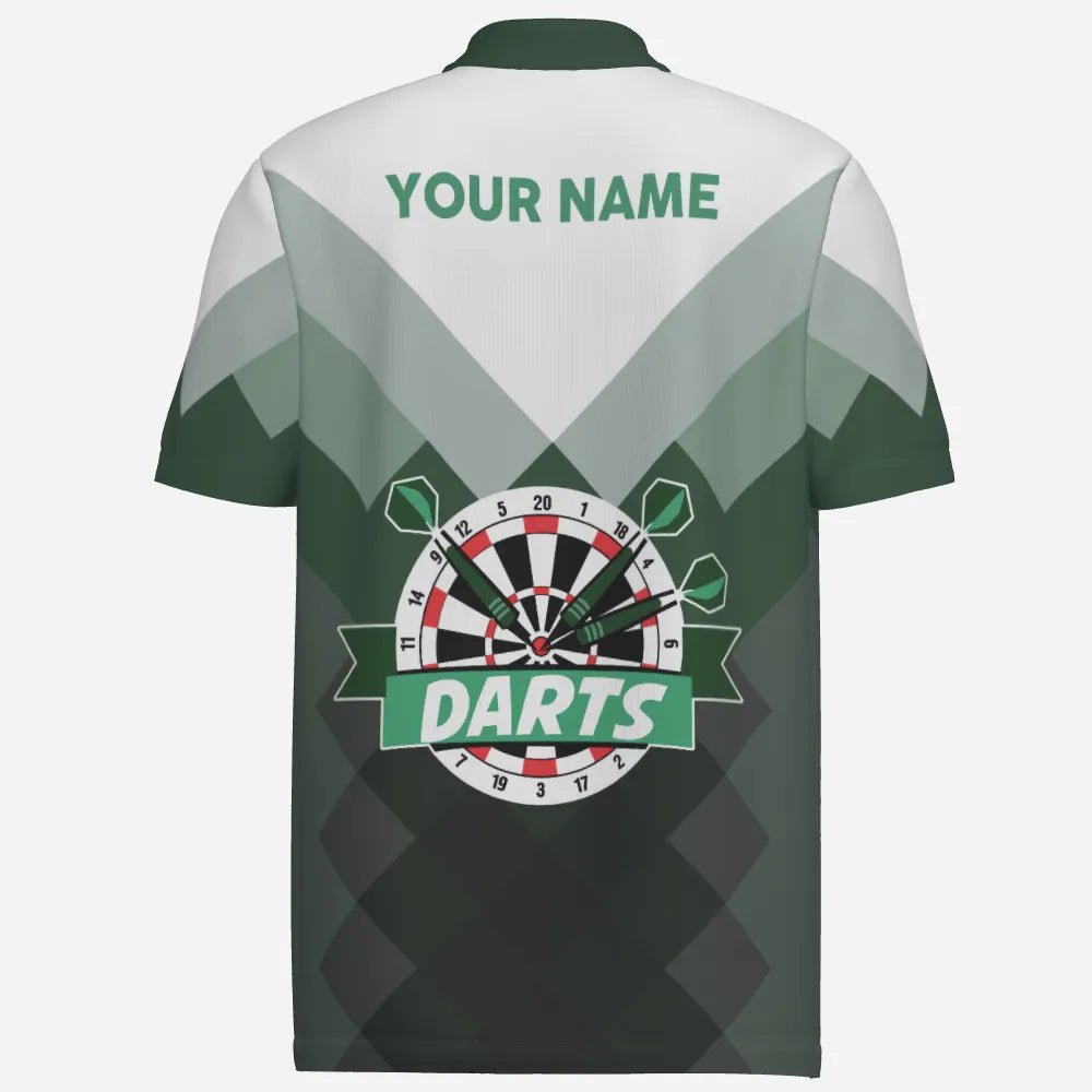 Personalisiertes Herren Darts Polo Shirt mit grünem Verlauf und geometrischem Muster, Dart Trikot für Männer N552 - Outfitsuche