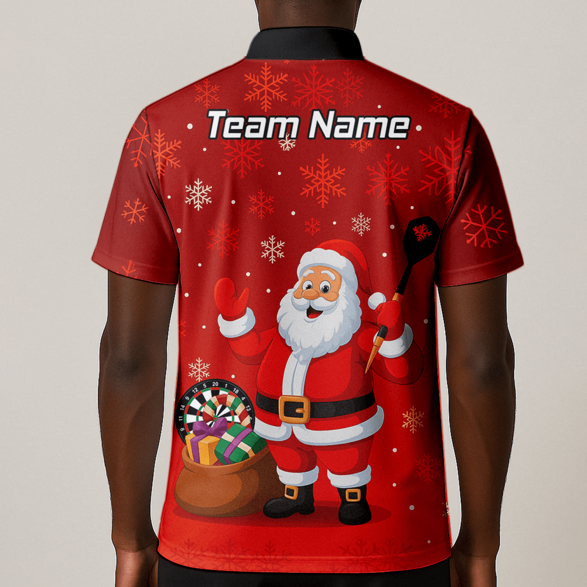 Personalisiertes Herren Darts Polohemd – Weihnachtsmann Motiv, Rot, Schneeflocken X7938 - Outfitsuche
