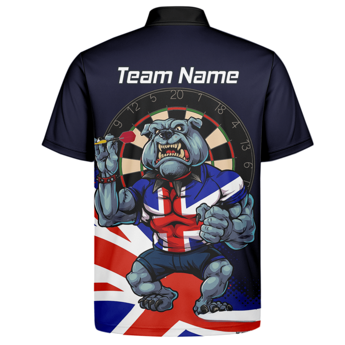 Personalisiertes Herren Darts Poloshirt Marineblau | Britische Bulldogge & Union Jack Motiv L8151 - Outfitsuche