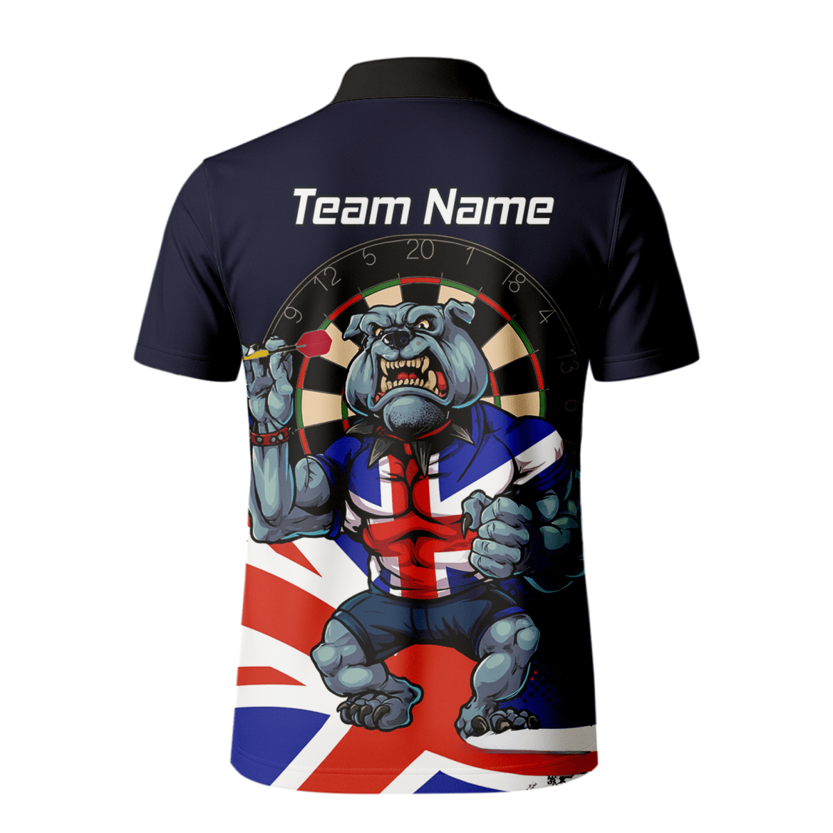 Personalisiertes Herren Darts Poloshirt Marineblau | Britische Bulldogge & Union Jack Motiv L8151 - Outfitsuche