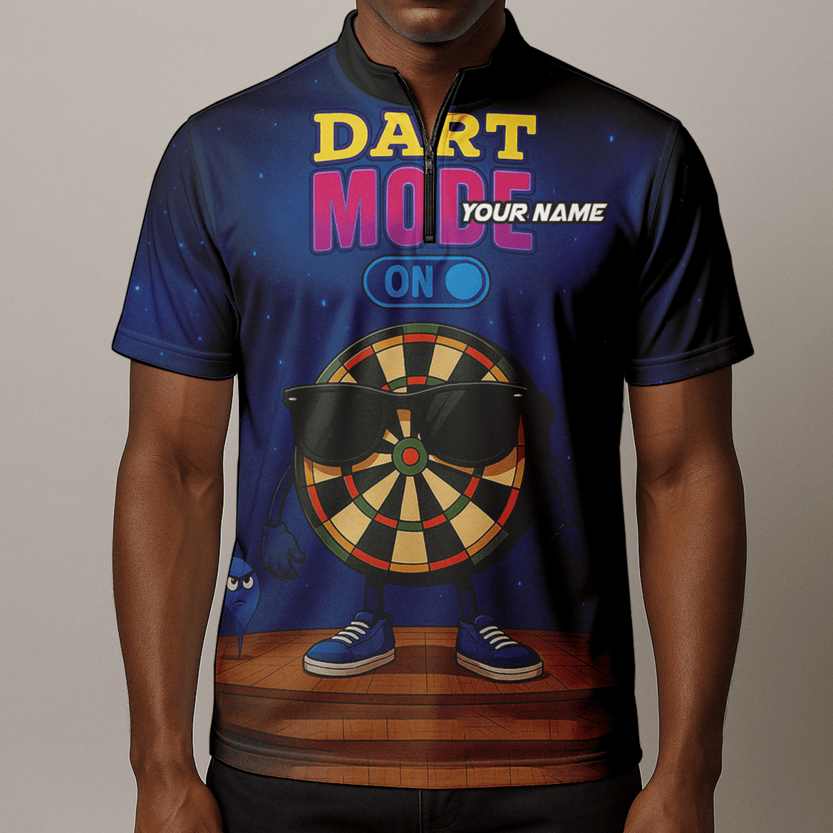 Personalisiertes Herren Darts Poloshirt mit Pinkem Totenkopf & Wunschname – Team Blau X1960 - Outfitsuche