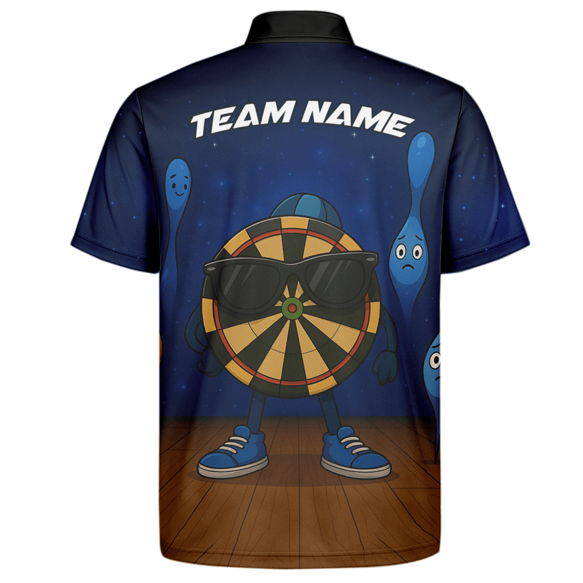 Personalisiertes Herren Darts Poloshirt mit Pinkem Totenkopf & Wunschname – Team Blau X1960 - Outfitsuche
