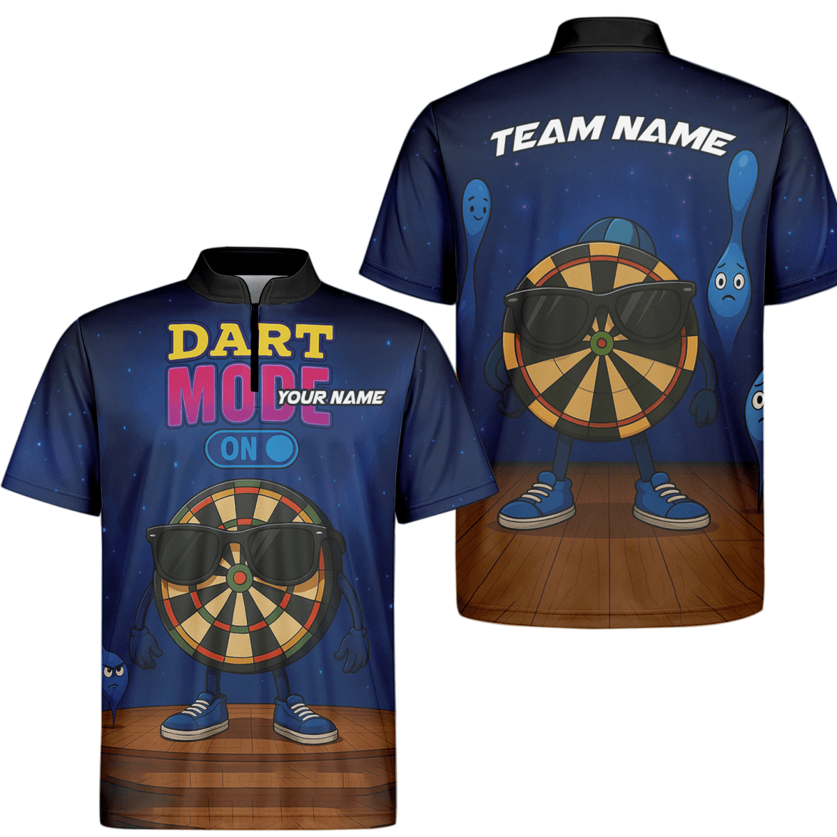 Personalisiertes Herren Darts Poloshirt mit Pinkem Totenkopf & Wunschname – Team Blau X1960 - Outfitsuche