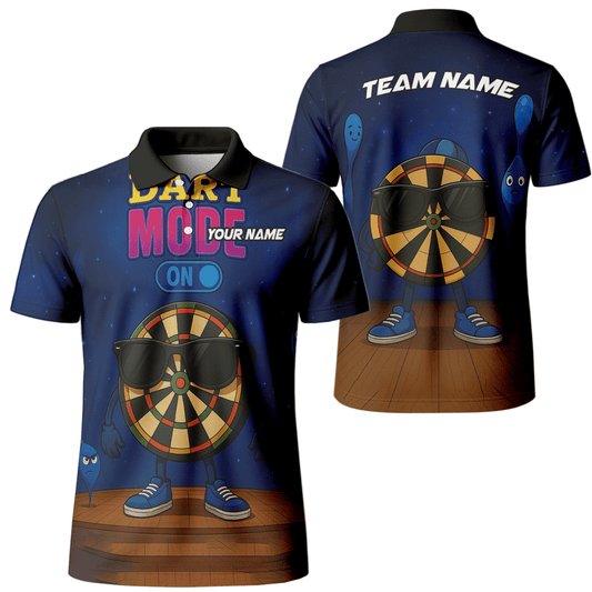 Personalisiertes Herren Darts Poloshirt mit Pinkem Totenkopf & Wunschname – Team Blau X1960 - Outfitsuche