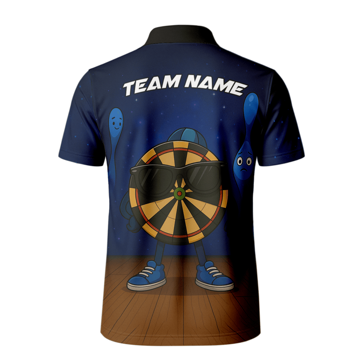Personalisiertes Herren Darts Poloshirt mit Pinkem Totenkopf & Wunschname – Team Blau X1960 - Outfitsuche