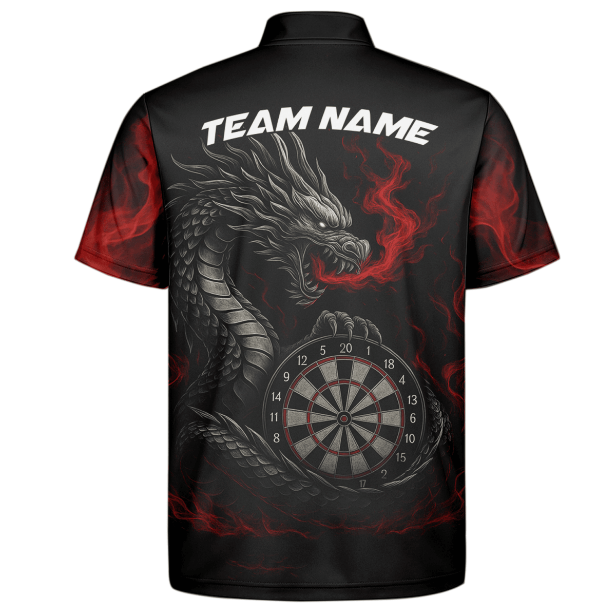 Personalisiertes Herren Darts Poloshirt mit Schwarz - Rotem Wolf - Design W3505 - Outfitsuche