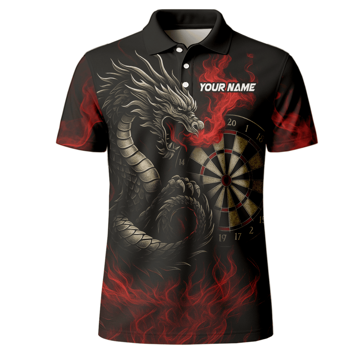 Personalisiertes Herren Darts Poloshirt mit Schwarz - Rotem Wolf - Design W3505 - Outfitsuche