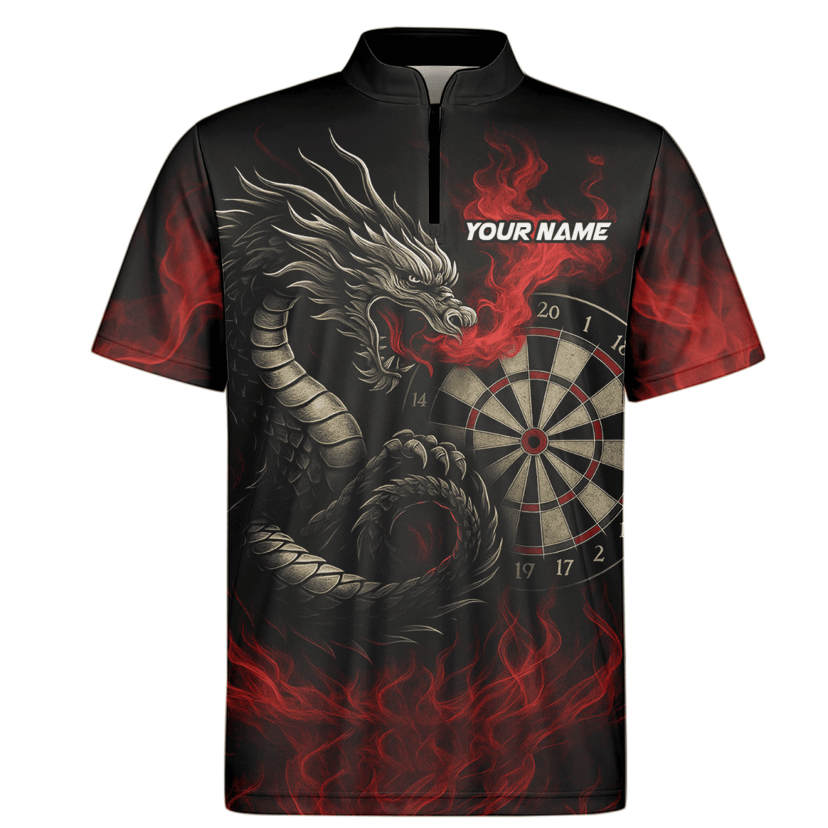 Personalisiertes Herren Darts Poloshirt mit Schwarz - Rotem Wolf - Design W3505 - Outfitsuche