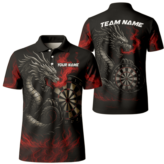 Personalisiertes Herren Darts Poloshirt mit Schwarz - Rotem Wolf - Design W3505 - Outfitsuche