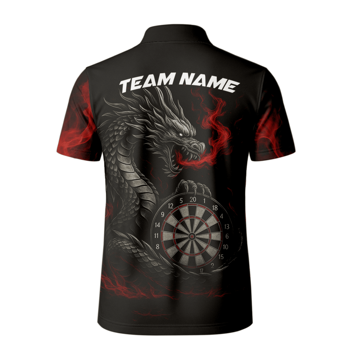 Personalisiertes Herren Darts Poloshirt mit Schwarz - Rotem Wolf - Design W3505 - Outfitsuche