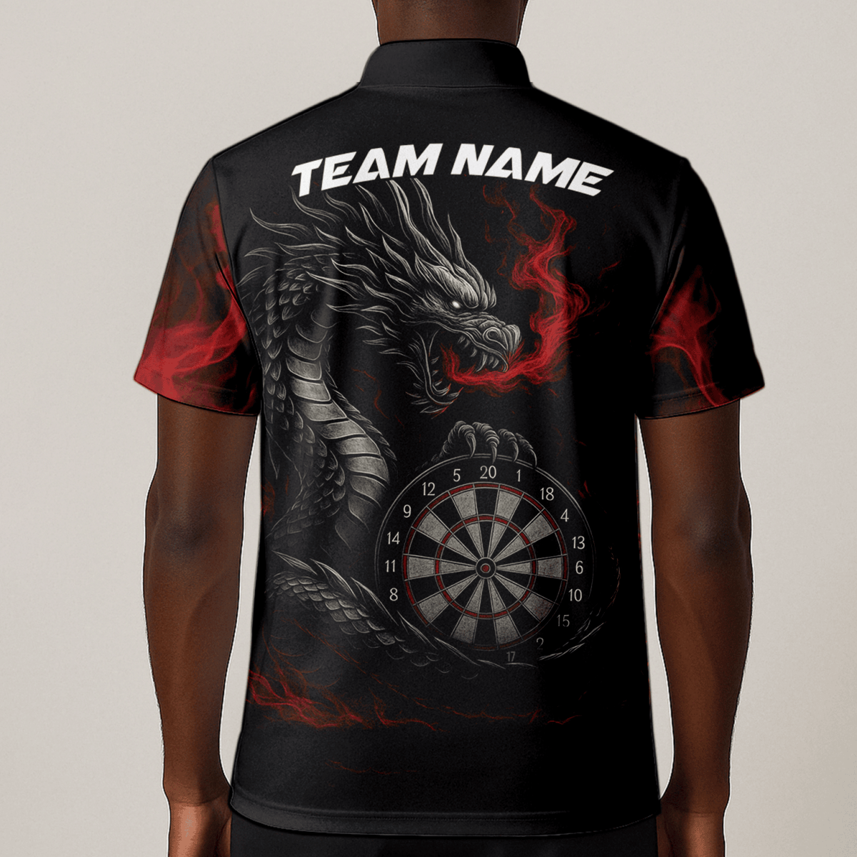 Personalisiertes Herren Darts Poloshirt mit Schwarz - Rotem Wolf - Design W3505 - Outfitsuche