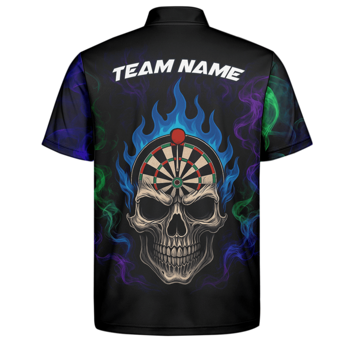 Personalisiertes Herren Darts Poloshirt mit Sensenmann Totenkopf Motiv – Schwarz Lila C8621 - Outfitsuche