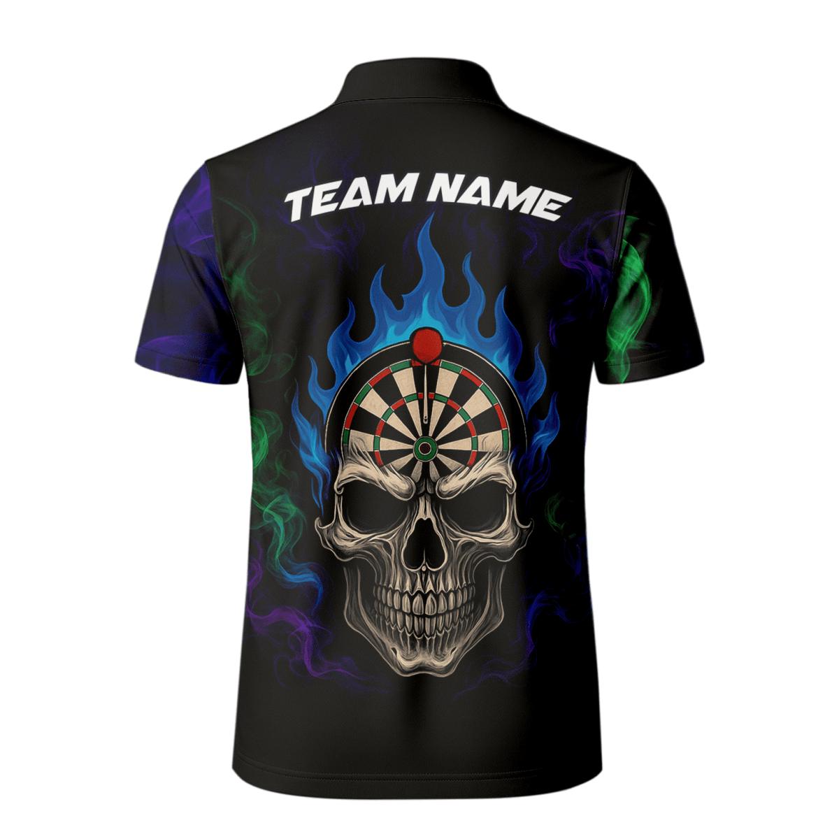 Personalisiertes Herren Darts Poloshirt mit Sensenmann Totenkopf Motiv – Schwarz Lila C8621 - Outfitsuche