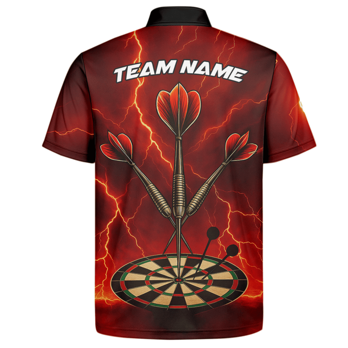 Personalisiertes Herren Darts Poloshirt Totenkopf Flammen Rot - Schwarz E0172 - Outfitsuche