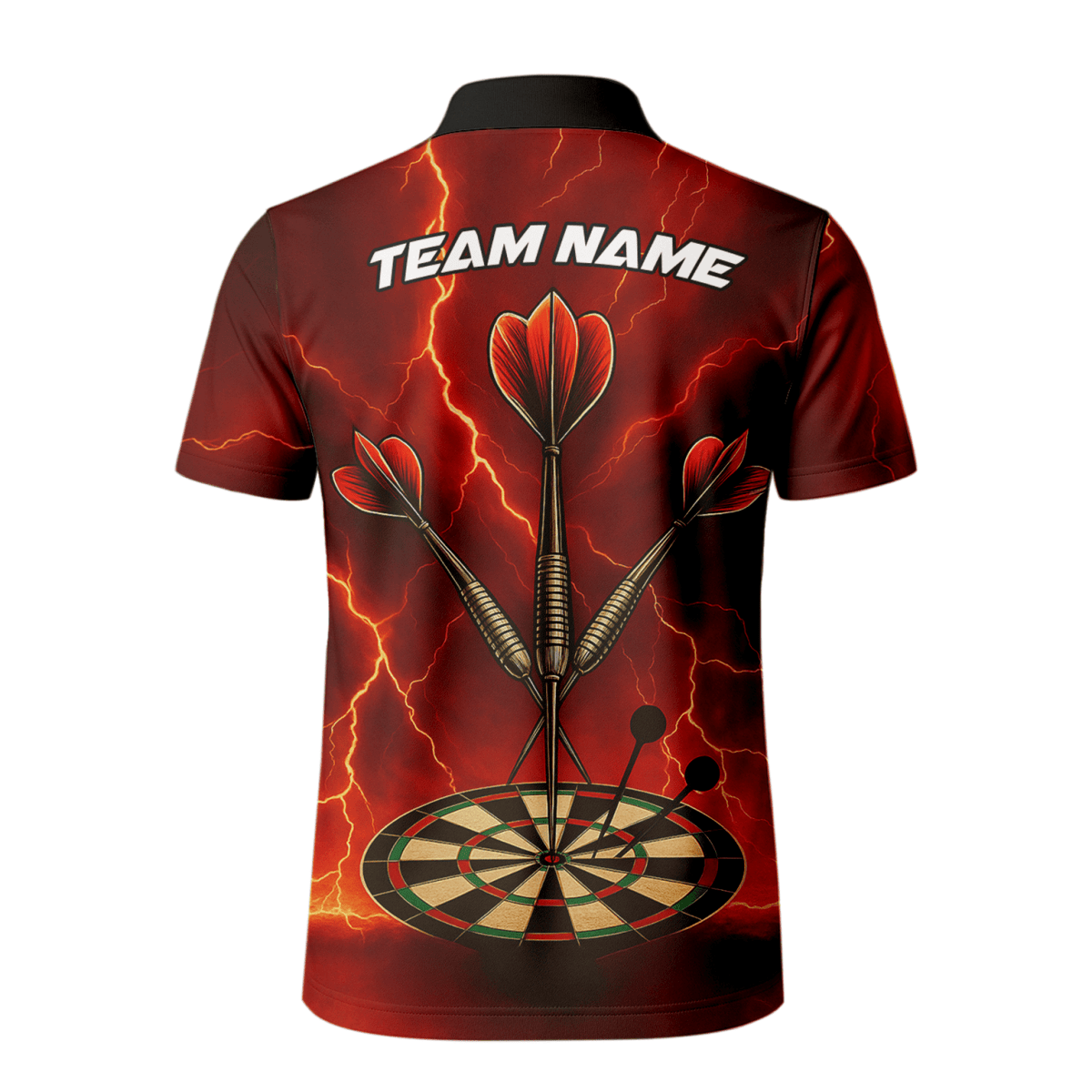 Personalisiertes Herren Darts Poloshirt Totenkopf Flammen Rot - Schwarz E0172 - Outfitsuche