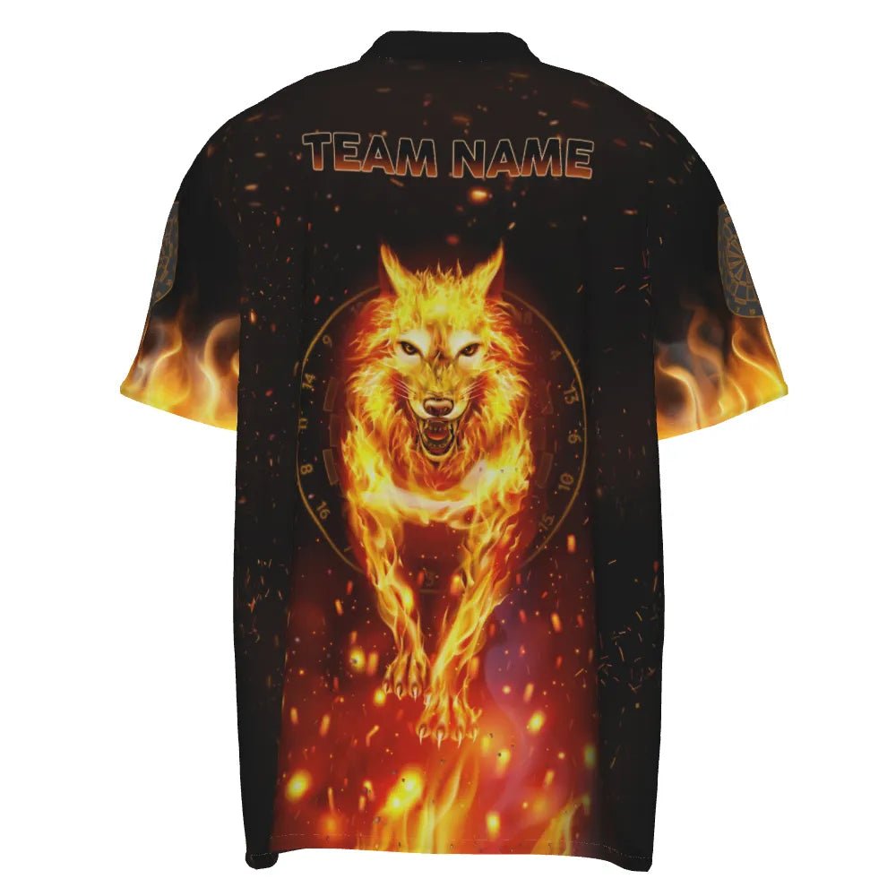 Personalisiertes Herren Darts-Shirt mit Feuer-Darts-Wolf-Motiv, All-Over-Print, Darts-Trikot für Teamspieler H7790 - Outfitsuche