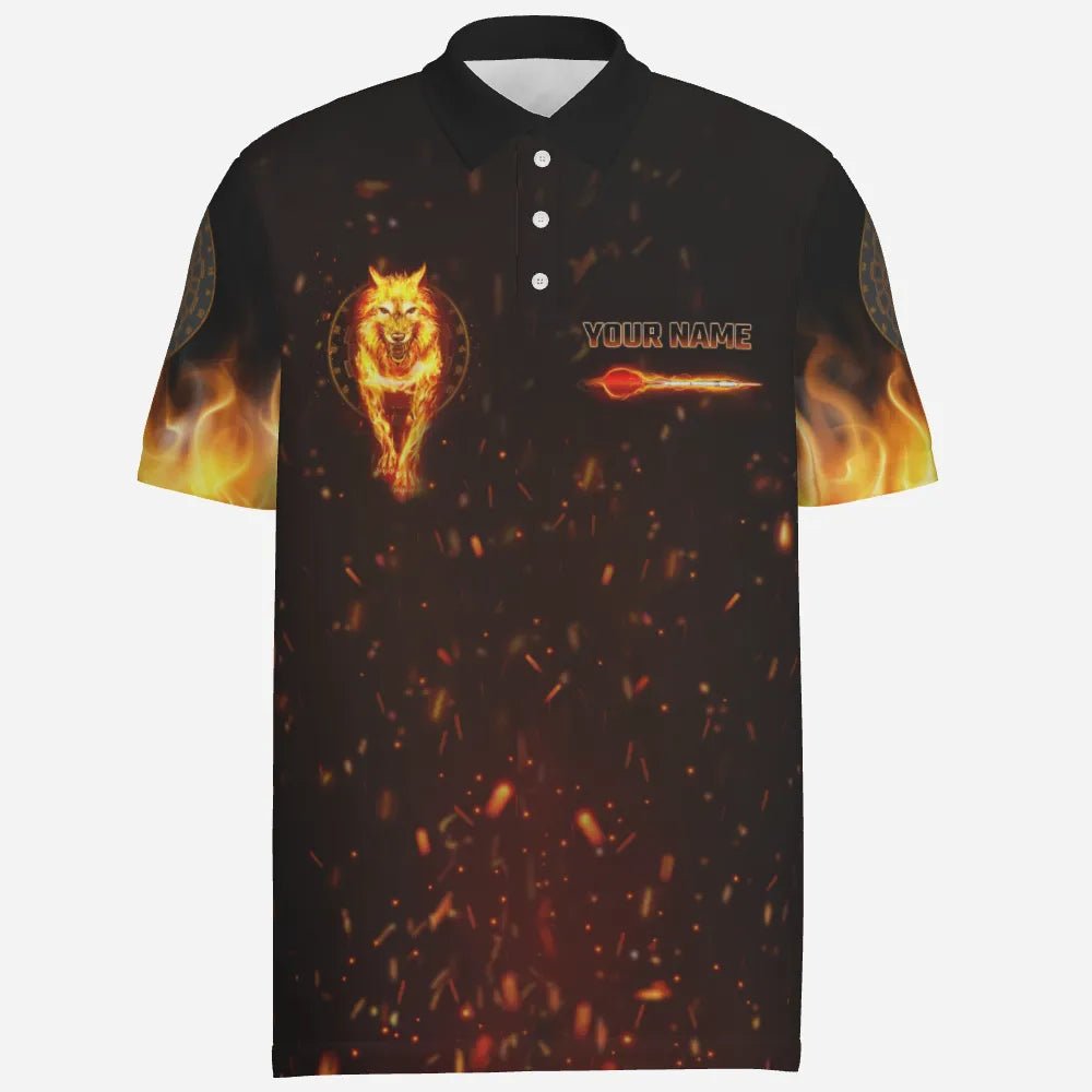 Personalisiertes Herren Darts-Shirt mit Feuer-Darts-Wolf-Motiv, All-Over-Print, Darts-Trikot für Teamspieler H7790 - Outfitsuche