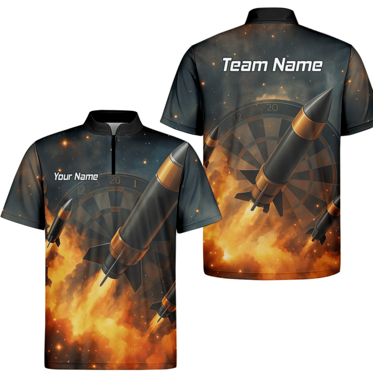 Personalisiertes Herren Jersey Poloshirt | Raketen - und Feuerpfeil - Design Q1206 - Outfitsuche