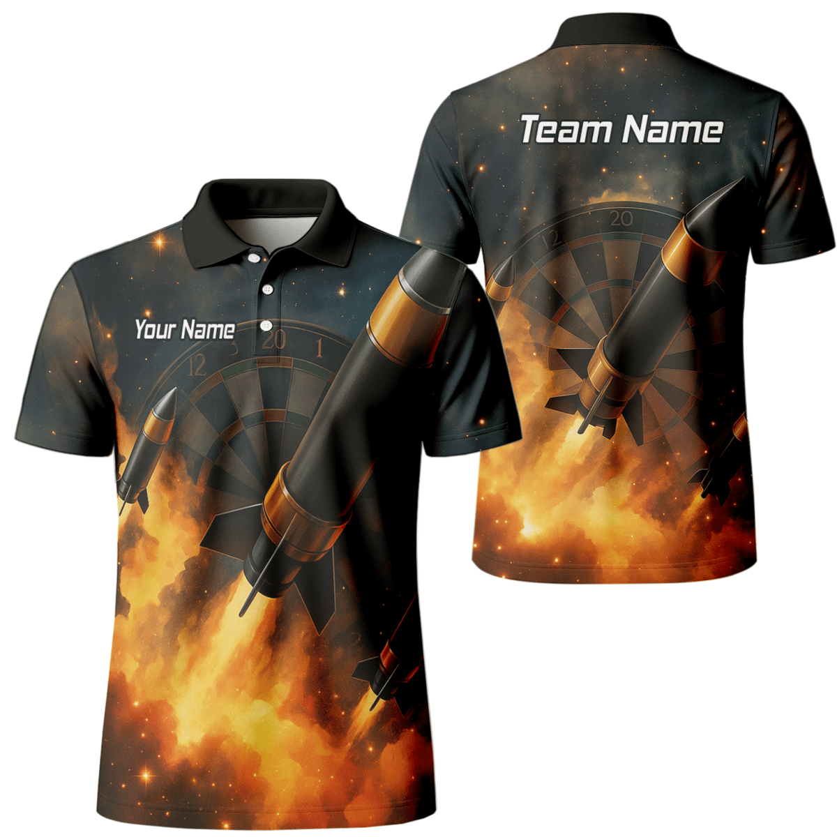 Personalisiertes Herren Jersey Poloshirt | Raketen - und Feuerpfeil - Design Q1206 - Outfitsuche