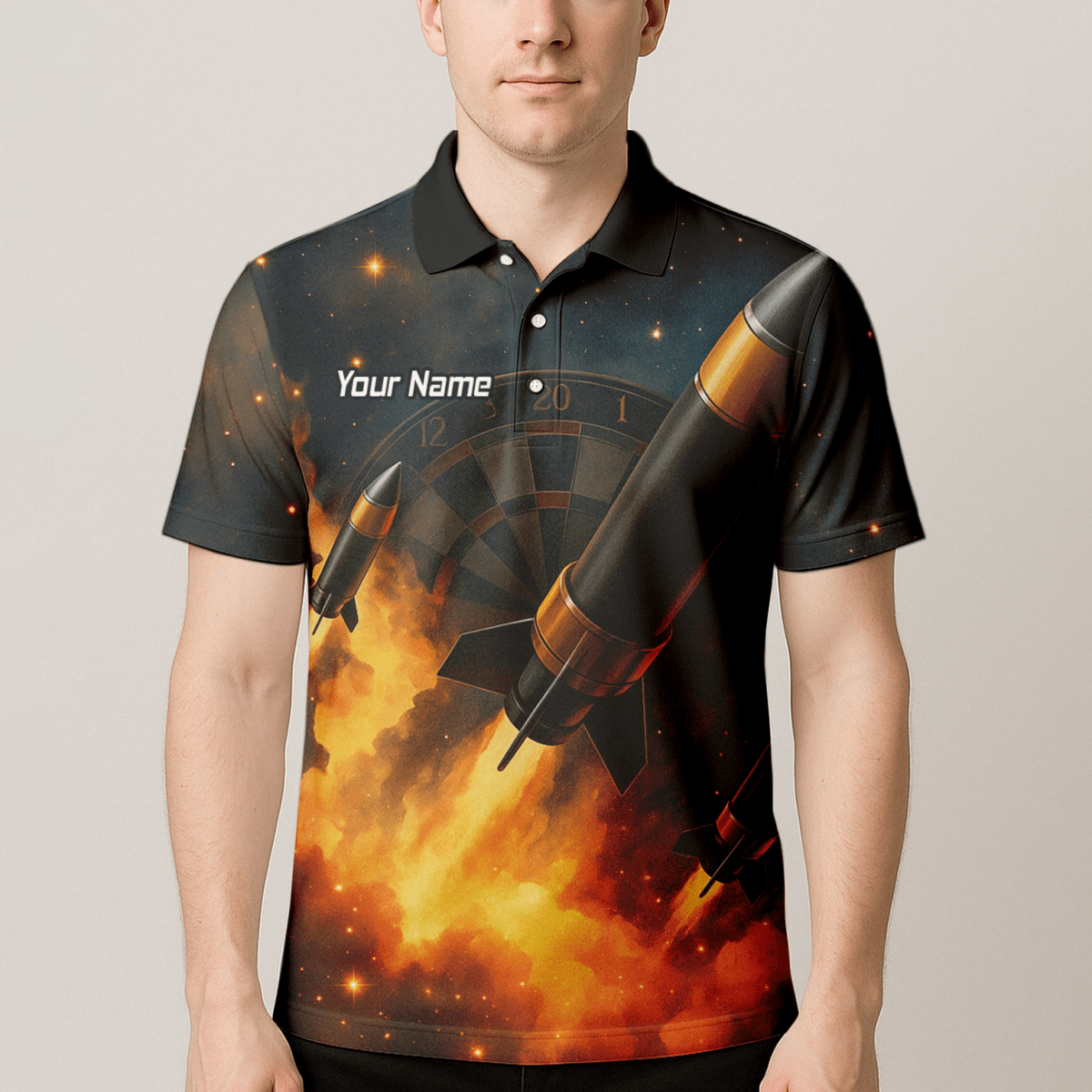 Personalisiertes Herren Jersey Poloshirt | Raketen - und Feuerpfeil - Design Q1206 - Outfitsuche