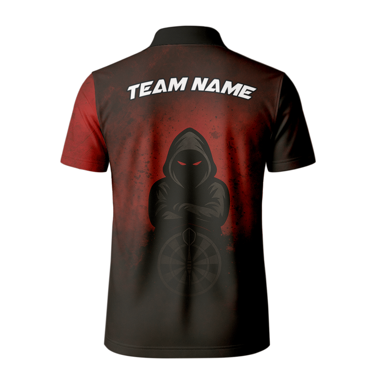 Personalisiertes Herren Kapuzen Poloshirt mit Dart Motiv & Roten Augen Rot Schwarz A5016 - Outfitsuche