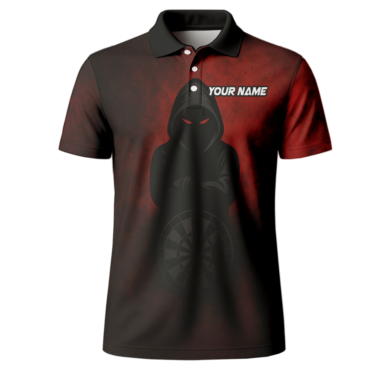 Personalisiertes Herren Kapuzen Poloshirt mit Dart Motiv & Roten Augen Rot Schwarz A5016 - Outfitsuche