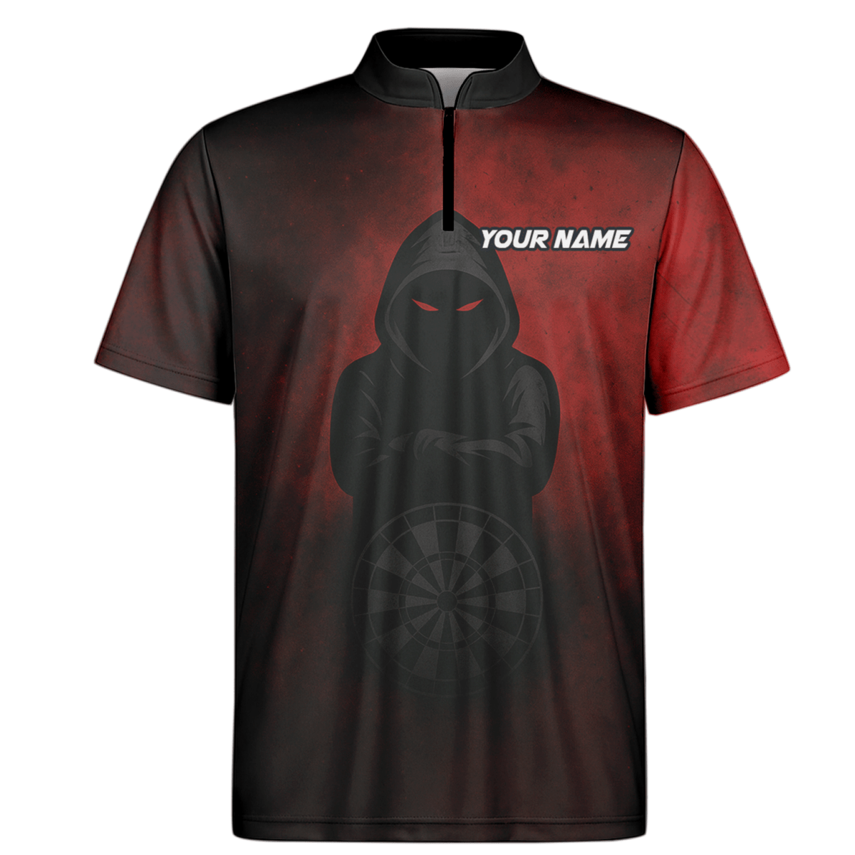 Personalisiertes Herren Kapuzen Poloshirt mit Dart Motiv & Roten Augen Rot Schwarz A5016 - Outfitsuche