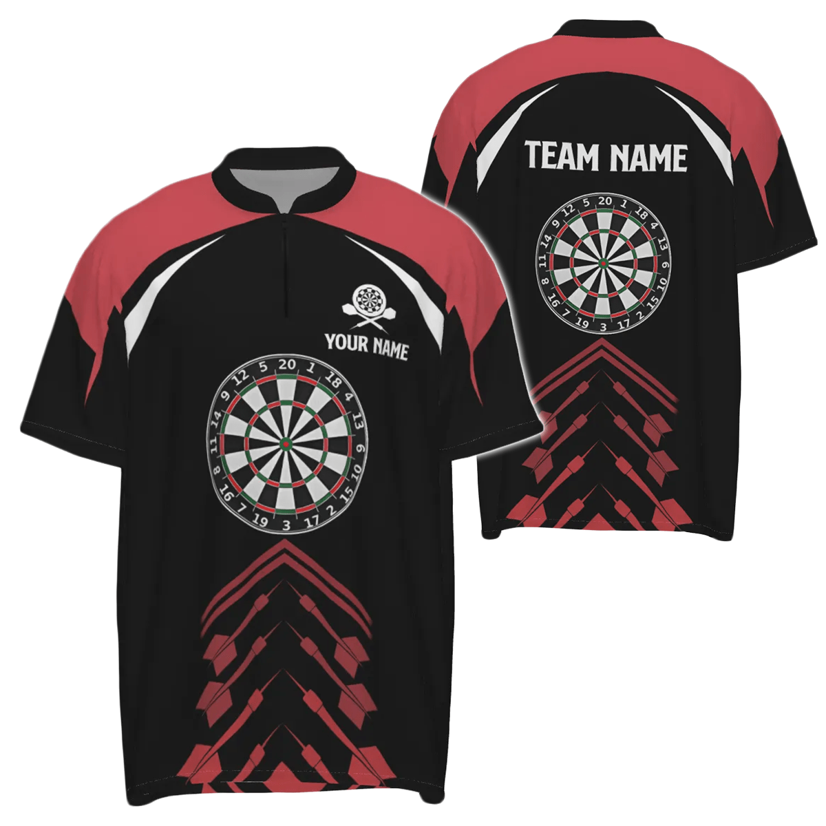 Personalisiertes Herren Polo Shirt "Love Darts" in Rot und Schwarz, individuell anpassbares cooles Dart-Trikot für Männer J953 - Outfitsuche