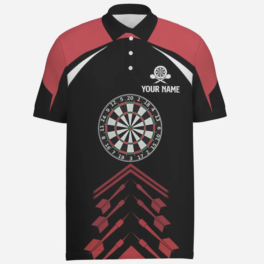 Personalisiertes Herren Polo Shirt "Love Darts" in Rot und Schwarz, individuell anpassbares cooles Dart-Trikot für Männer J953 - Outfitsuche