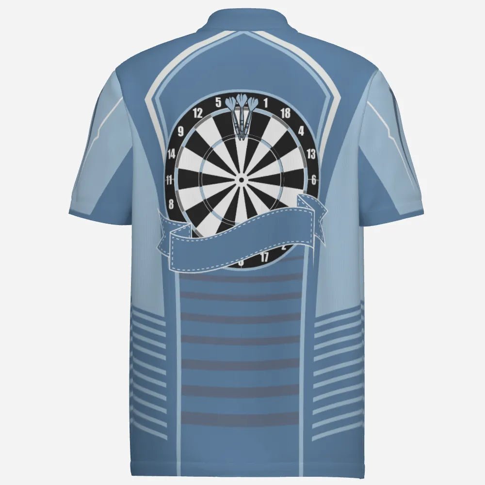 Personalisiertes Herren Polo-Shirt mit blauen Darts, individuell anpassbares Dart-Shirt für Männer, Dart Trikots K739 - Outfitsuche