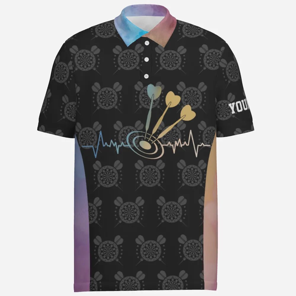 Personalisiertes Herren Polo-Shirt mit Darts Herzschlag-Muster, Dart-Shirt für Männer, Dart-Trikot Z571 - Outfitsuche