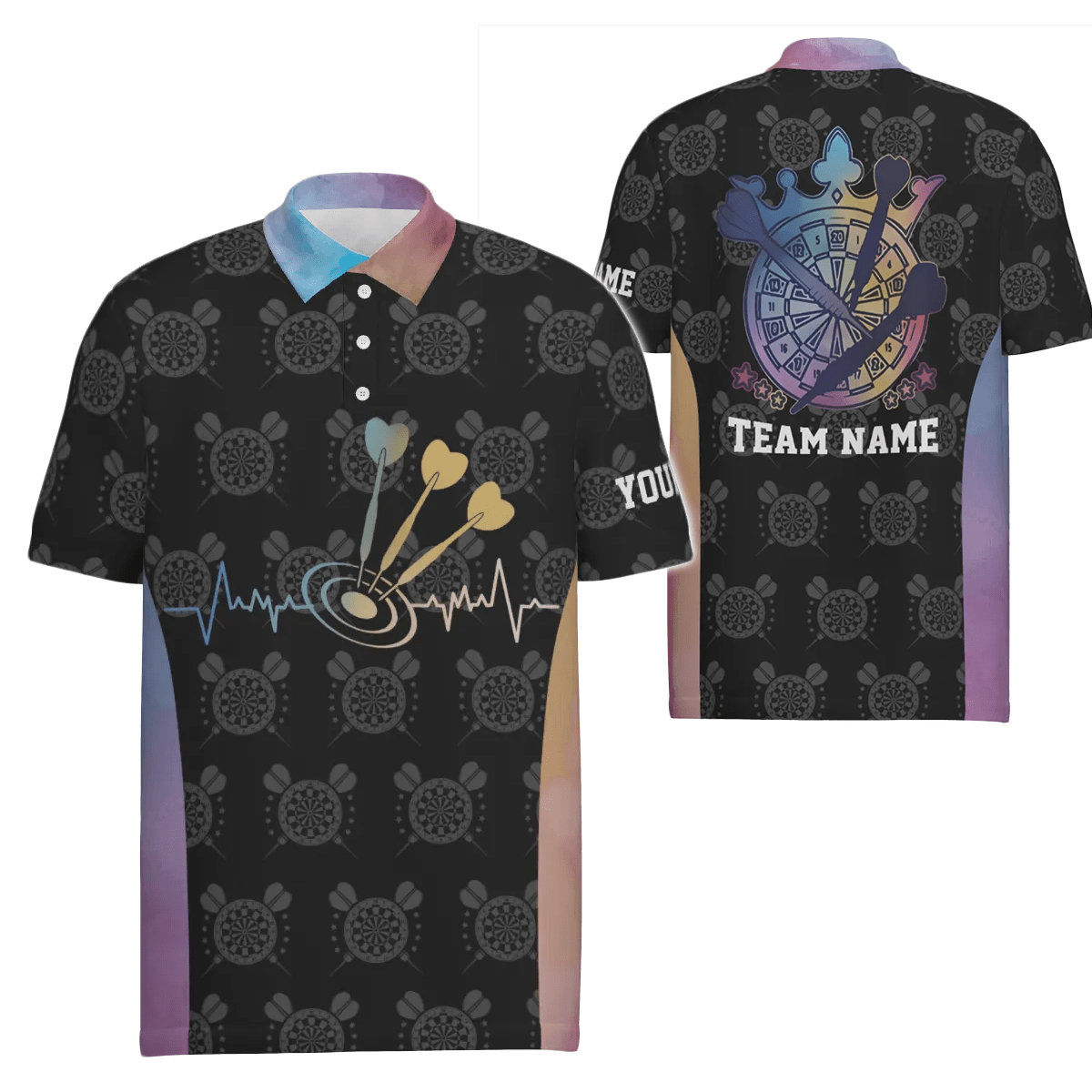 Personalisiertes Herren Polo-Shirt mit Darts Herzschlag-Muster, Dart-Shirt für Männer, Dart-Trikot Z571 - Outfitsuche