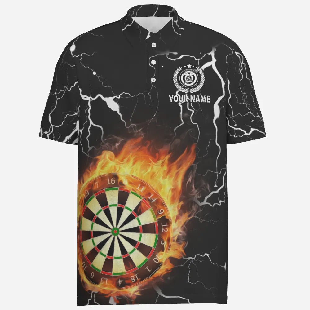 Personalisiertes Herren Polo-Shirt mit Flammen-Darts, Blitz und Donner, Darts-Trikot für Männer Z860 - Outfitsuche