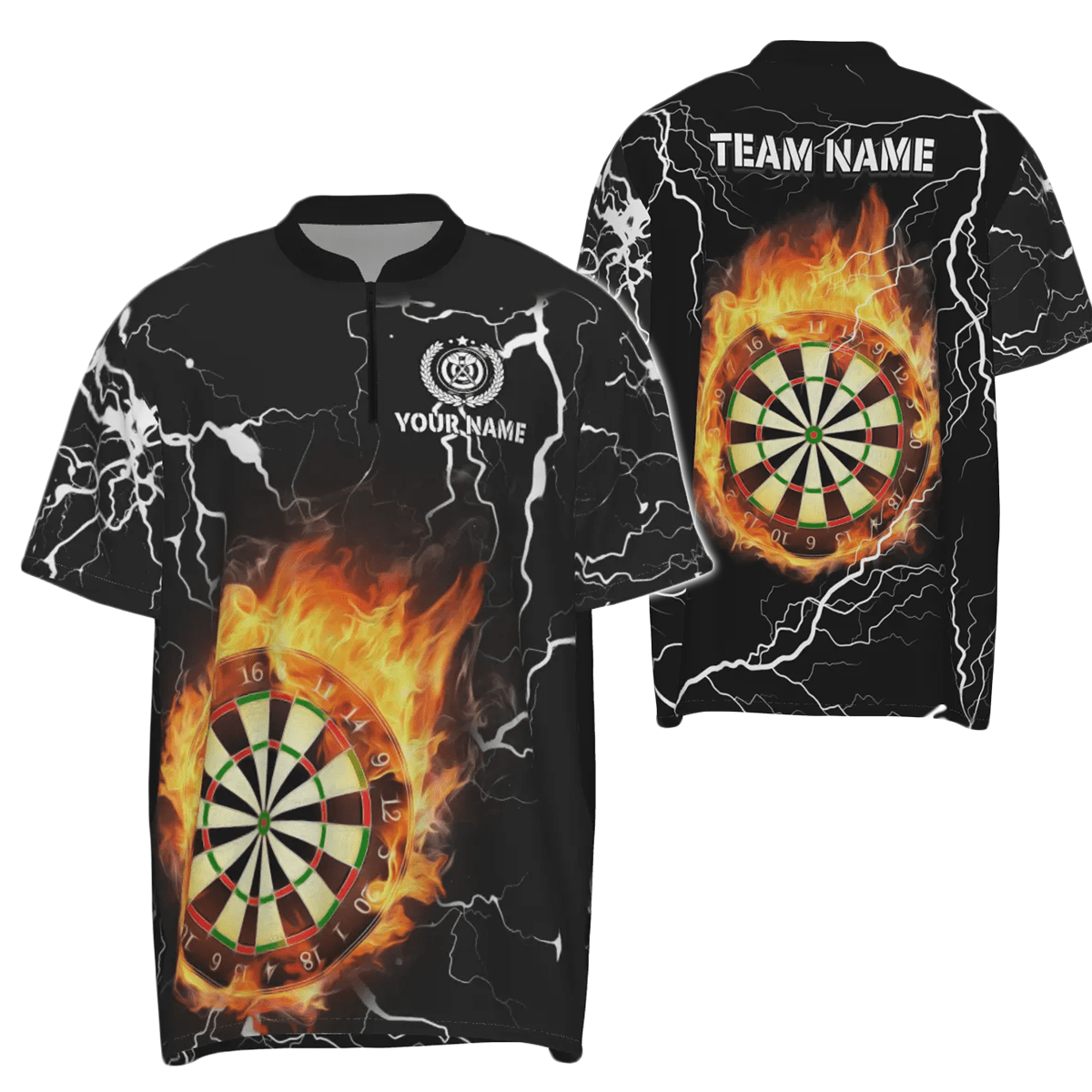 Personalisiertes Herren Polo-Shirt mit Flammen-Darts, Blitz und Donner, Darts-Trikot für Männer Z860 - Outfitsuche