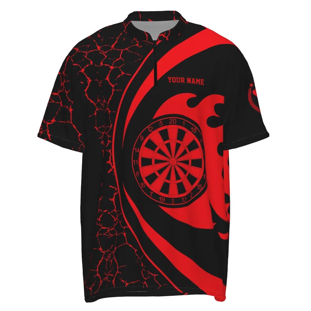 Personalisiertes Herren Polo-Shirt mit rotem Feuerflammen-Dartmotiv, Dart-Shirt für Männer, Dart-Team-Trikot H259 - Outfitsuche