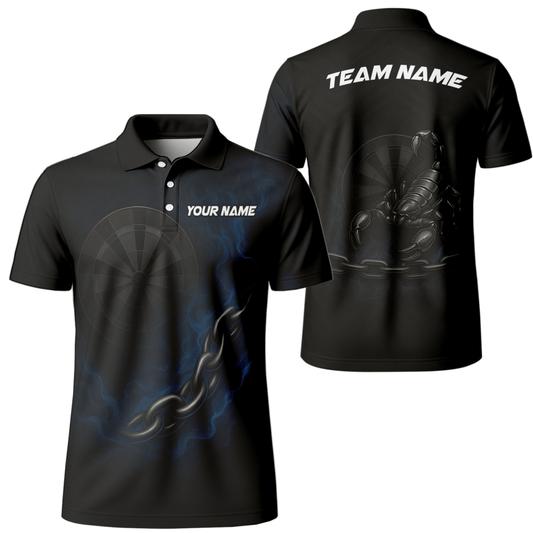 Personalisiertes Herren Polo - Shirt mit Skorpion - Ketten - & Dart - Motiv Schwarz Blau D7870 - Outfitsuche