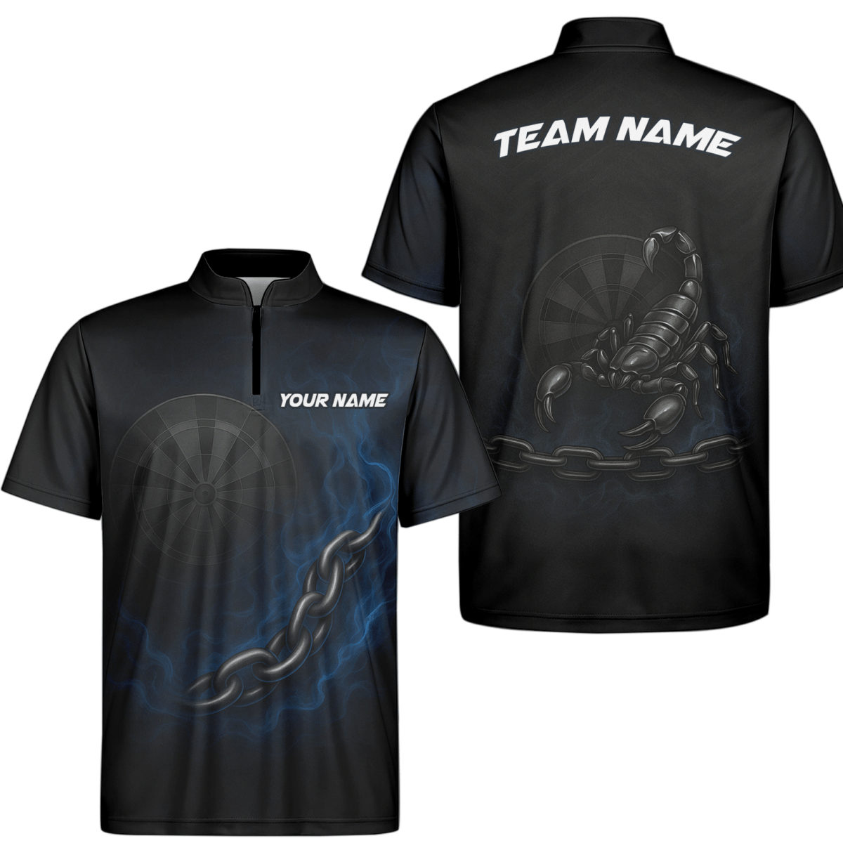 Personalisiertes Herren Polo - Shirt mit Skorpion - Ketten - & Dart - Motiv Schwarz Blau D7870 - Outfitsuche