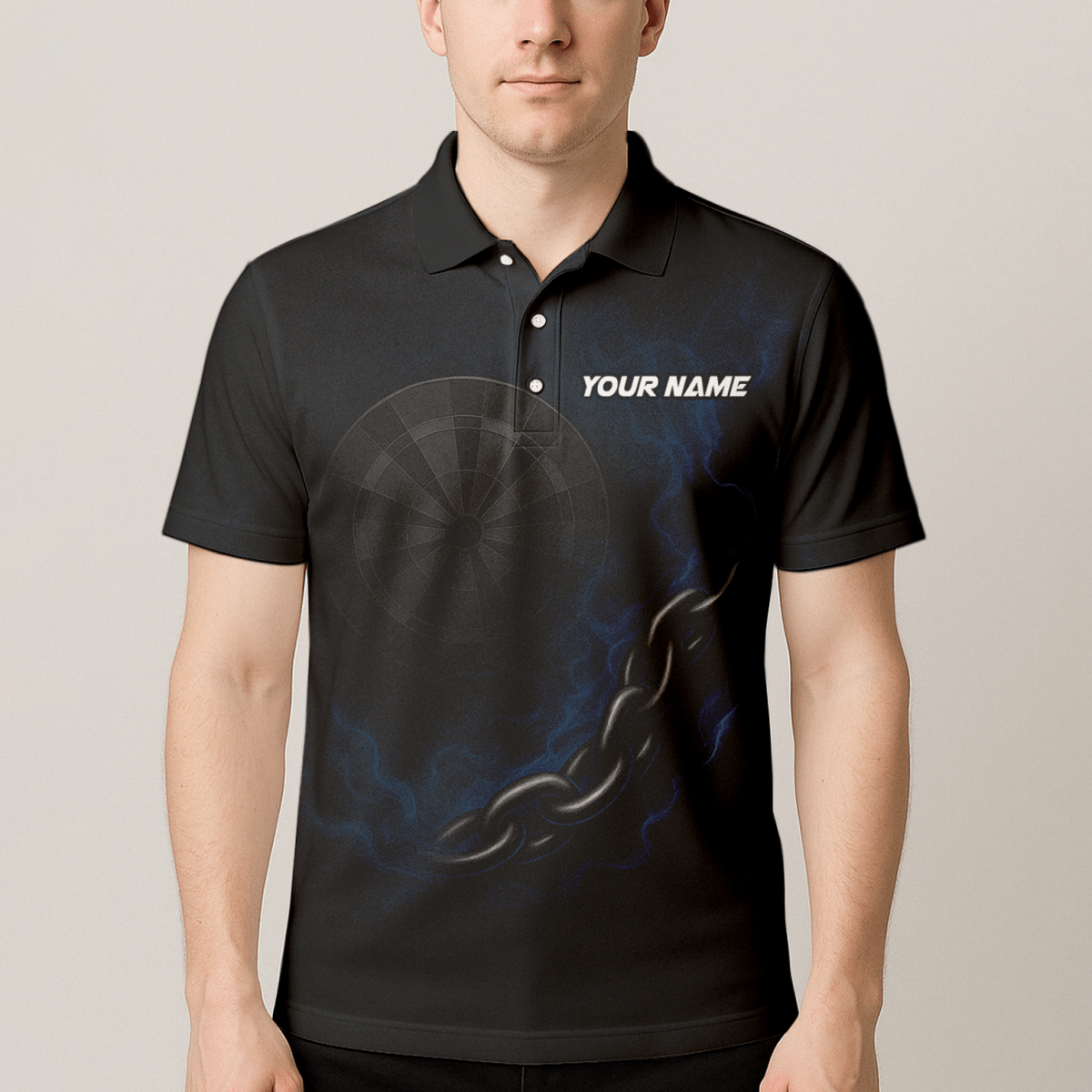 Personalisiertes Herren Polo - Shirt mit Skorpion - Ketten - & Dart - Motiv Schwarz Blau D7870 - Outfitsuche