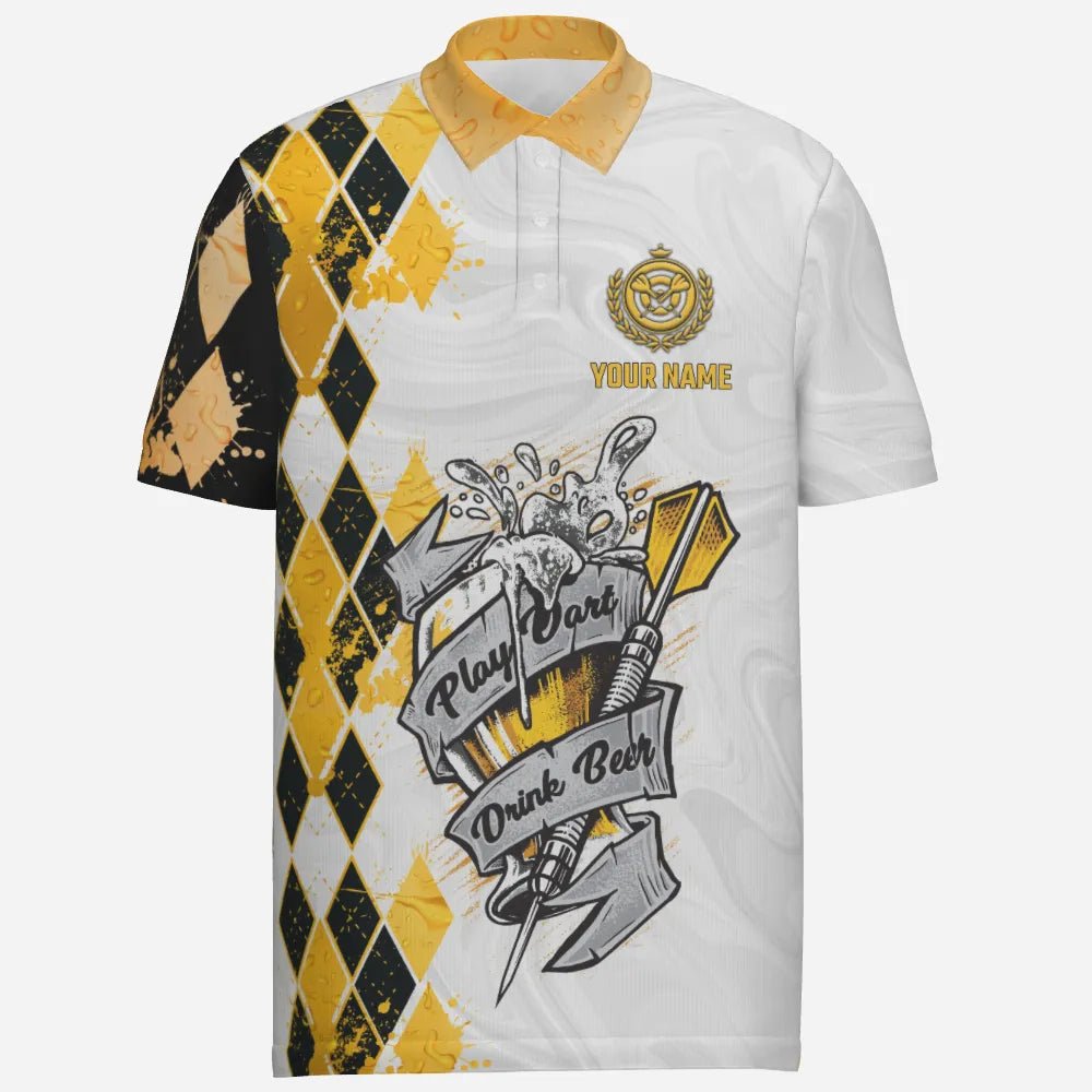 Personalisiertes Herren Polo-Shirt "Play Dart Drink Beer" mit Argyle-Muster, Dart-Shirt für Männer S49 - Outfitsuche