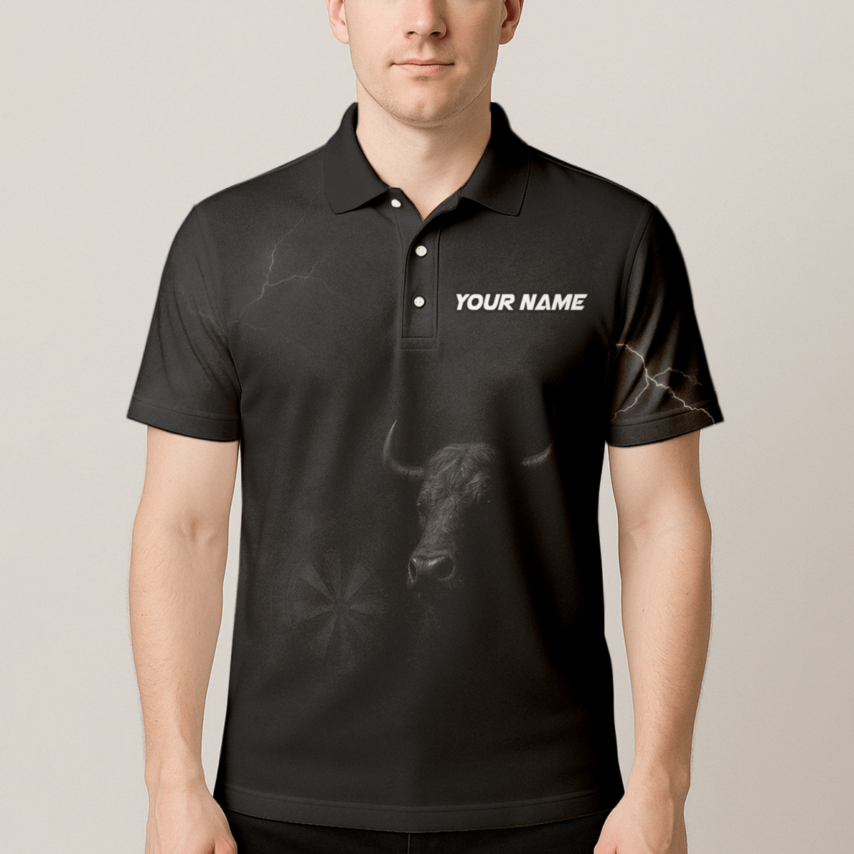 Personalisiertes Herren Polo - Shirt Schwarz - Bull Grunge Dart Design mit Wunschname Q9584 - Outfitsuche